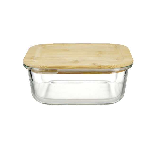 Bo&icirc;te alimentaire en verre couvercle bambou 1,1L