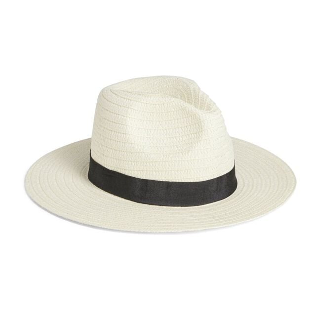 Chapeau papier tressé blanc et noir T56/58