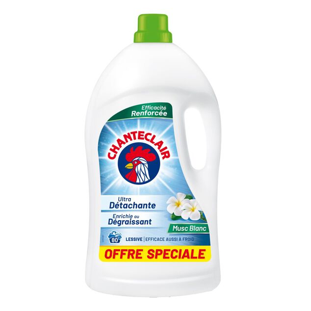 Lessive liquide Chanteclair musc blanc 80 lavages 3,6L