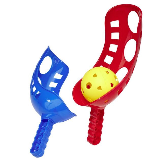 Raquette incurv&eacute;e pelote basque chistera plastique x2 avec 1 balle &Oslash;9cm