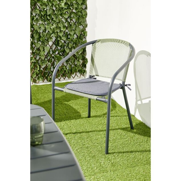 Lot de 4 galettes de chaise 38x38cm polyester gris