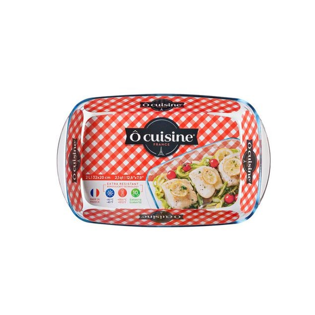 Plat &agrave; four rectangulaire en verre