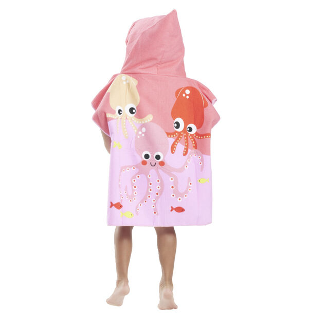 Poncho sortie de plage enfant avec capuche motif dinosaure 60x60xH120cm
