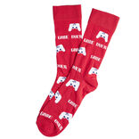 Chaussette homme polycoton tige longue rouge motif jeux vidéo T41/46