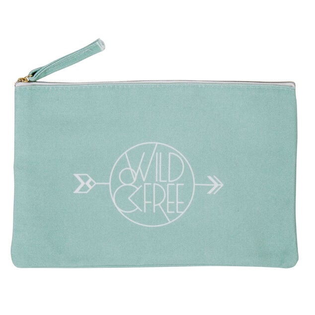 Trousse cosm&eacute;tique inscription Wild Free blanc et vert