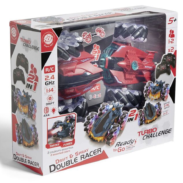 Voiture radiocommandée 2 en 1 effets sonores et visuels