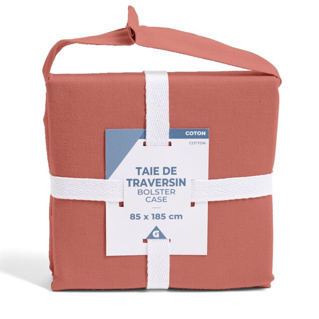 Taie de traversin 85x185cm 100% coton rouge brique