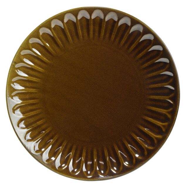 Assiette plate ronde Badem fa&iuml;ence marron fonc&eacute; &Oslash;27cm