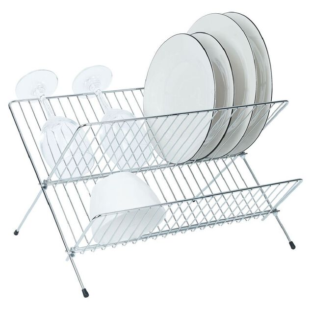 &Eacute;gouttoir pliable en m&eacute;tal gris 36x31xH22cm
