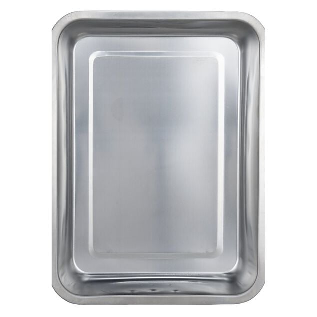 Plat &agrave; four inox rectangulaire x2 avec poign&eacute;es 30x21xH7cm et 35x25xH7cm