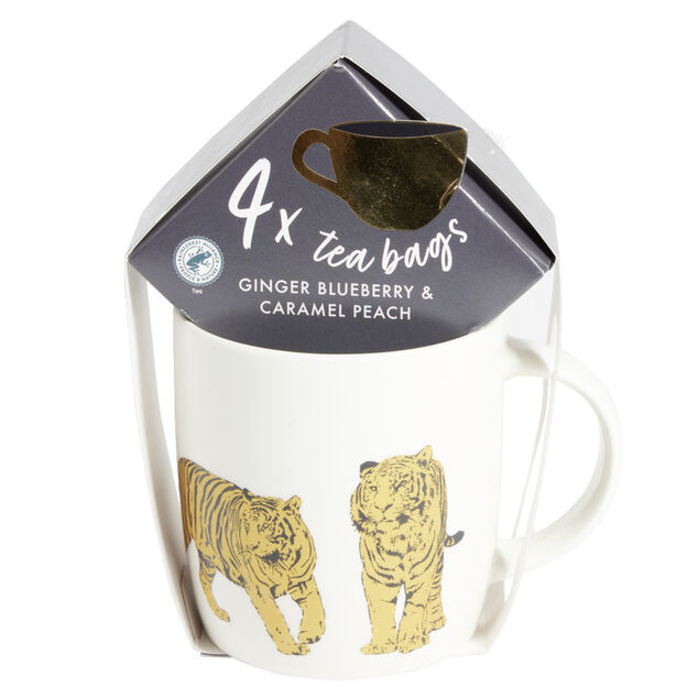 Ensemble mug en fa&iuml;ence avec 4 sachets de th&eacute;