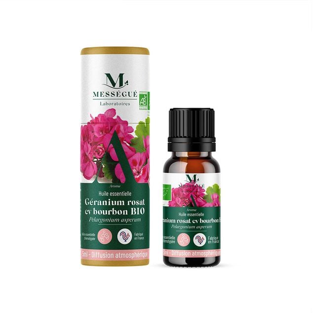 Huile essentielle g&eacute;ranium rosat cv bourbon bio Mess&eacute;gu&eacute; 5ml
