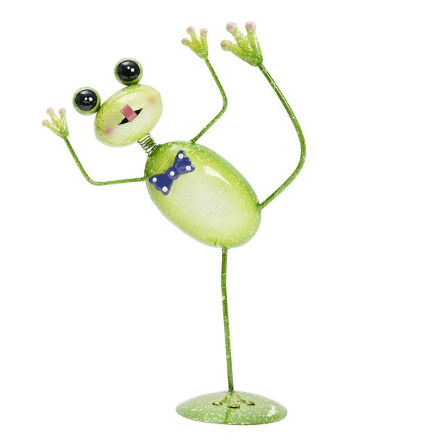 D&eacute;coration de jardin &agrave; poser en m&eacute;tal forme grenouille yoga H37cm (3 mod&egrave;les)