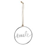 Décoration de Noël à suspendre anneau avec mot métal argenté Ø11cm