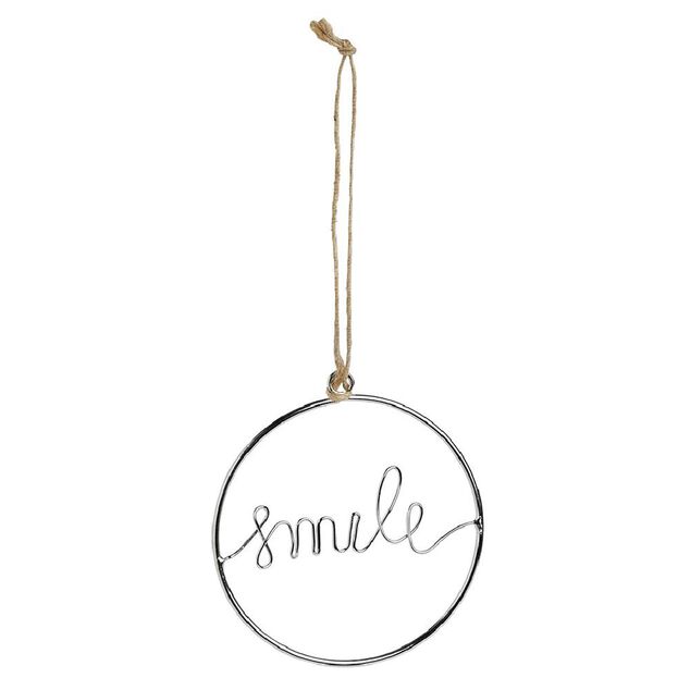 D&eacute;coration de No&euml;l &agrave; suspendre anneau avec mot m&eacute;tal argent&eacute; &Oslash;11cm