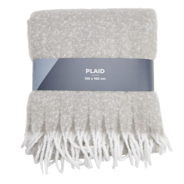 Plaid &agrave; franges uni gris 130x160cm