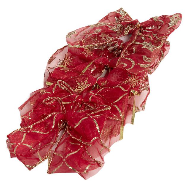 Noeud à suspendre en tissu rouge x6