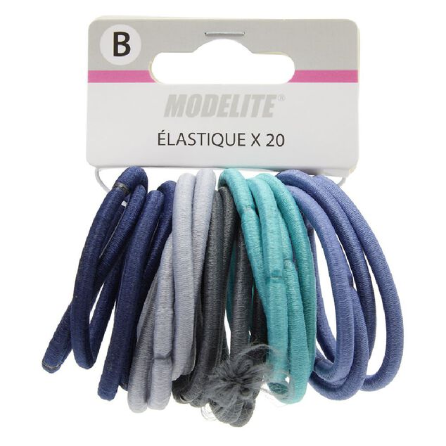 &Eacute;lastique sans m&eacute;tal uni bleu gris x20