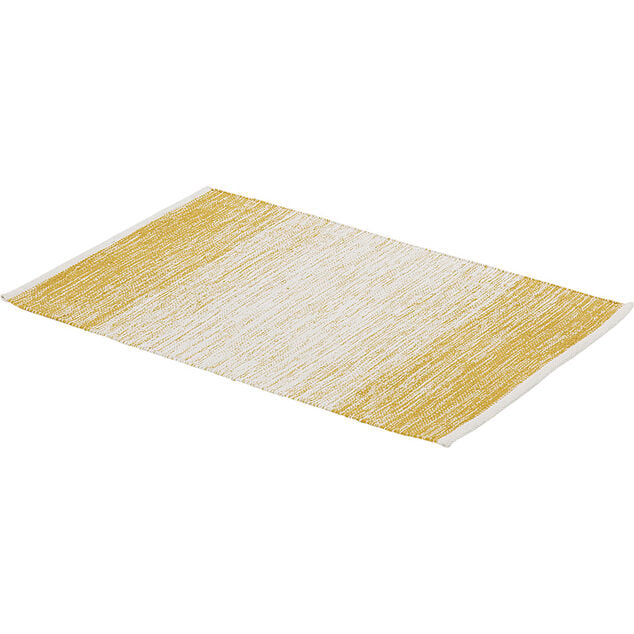 Tapis rectangulaire d&eacute;grad&eacute; rayure blanche et jaune moutarde