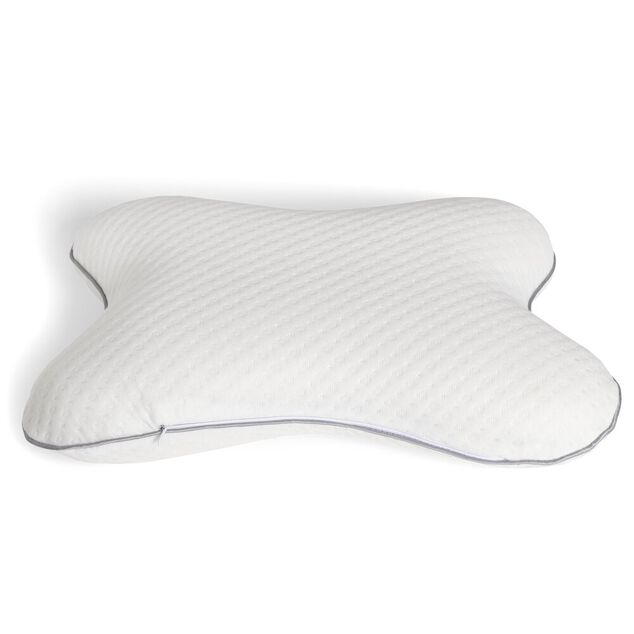 Oreiller ergonomique &agrave; m&eacute;moire de forme 51x36cm polyester blanc