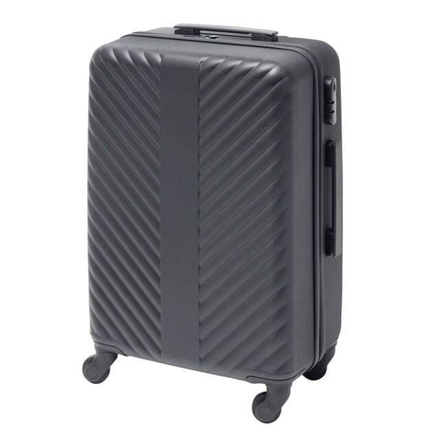 Valise trolley 48L rigide 4 roues plastique noir 42x25xH62,3cm