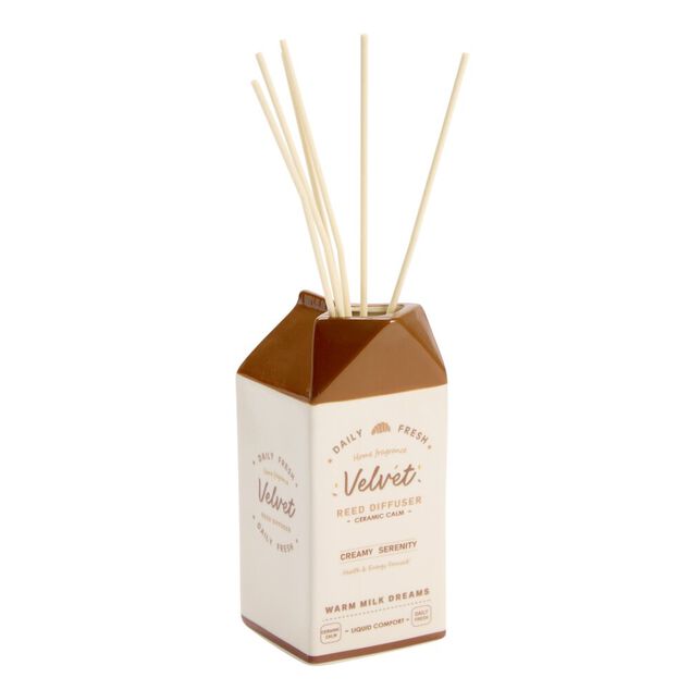 Diffuseur &agrave; b&acirc;tonnets 100ml c&eacute;ramique forme brique de lait 6,5x6,5xH16cm
