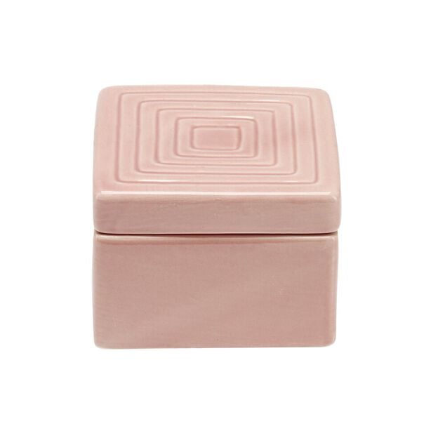 Bo&icirc;te carr&eacute;e c&eacute;ramique rose 11x11x8cm