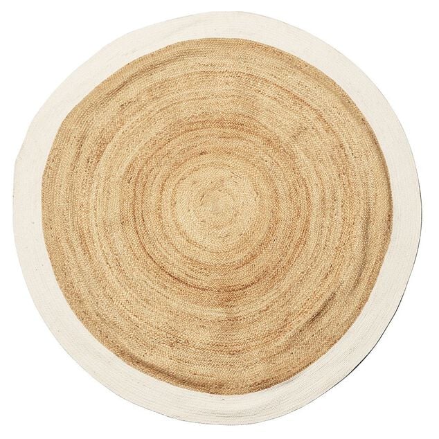 Tapis jute et coton &Oslash;180cm blanc