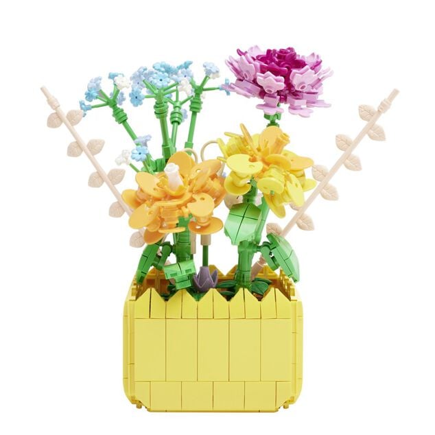 Pot avec fleurs en bloc de construction - 3 mod&egrave;les