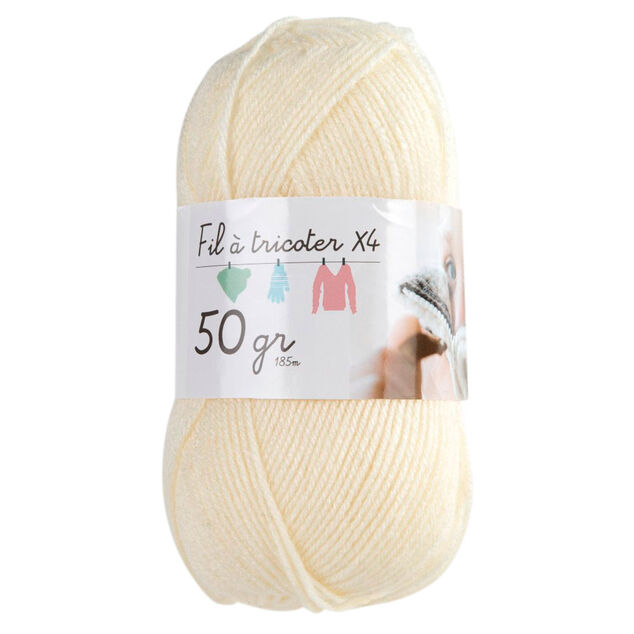 Pelote de fil &agrave; tricoter en acrylique &eacute;cru x10