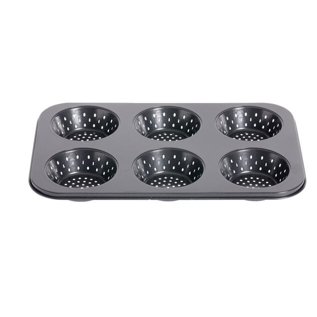 Moule à muffin perforé acier noir 33,6x22xH3cm