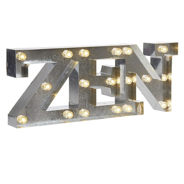 D&eacute;coration lumineuse LED mot ZEN effet zinc gris