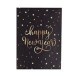 Set de marque place x8 et menu en papier noir Happy New Year L11xH30,4cm