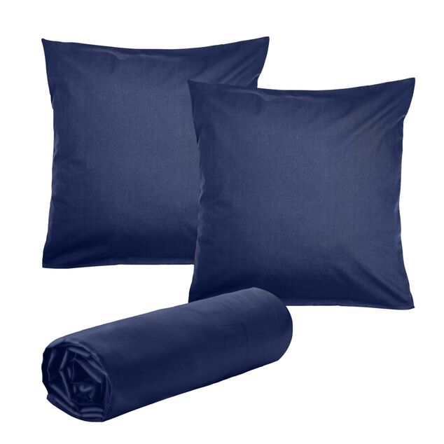 Drap housse 160x200cm avec 2 taies oreillers 63x63cm uni (3 modèles)