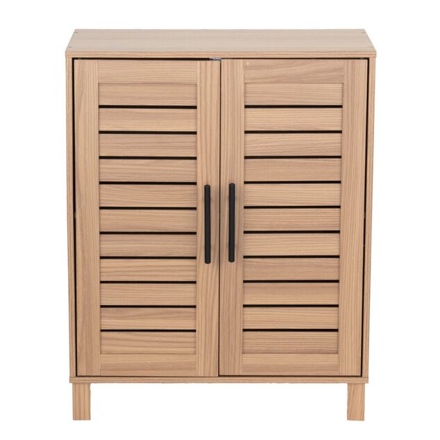 Meuble de rangement bas en bois 2 portes L&eacute;on 60x30xH75cm