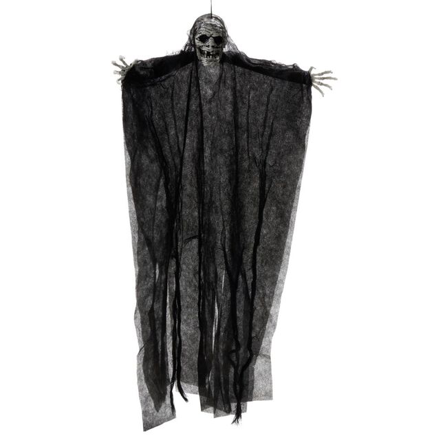 D&eacute;coration Halloween &agrave; suspendre fant&ocirc;me squelette H66cm (2 mod&egrave;les)
