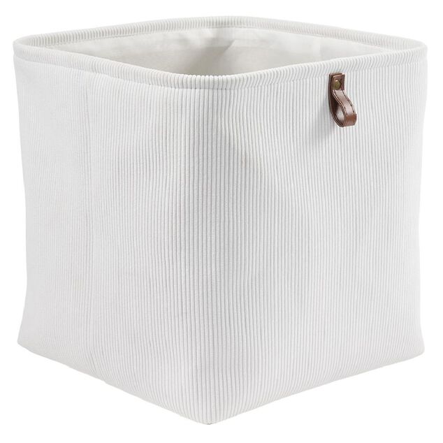 Panière Box Cube effet velours 31x31x31cm blanc