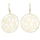 Boucles d'oreilles filigrane marin laiton dor&eacute; L2cm