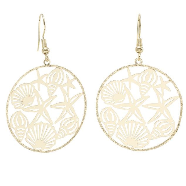 Boucles d'oreilles filigrane marin laiton dor&eacute; L2cm