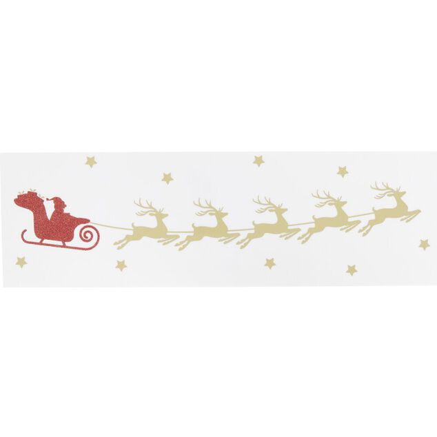 Décoration fenêtre Noël électrostatique traineau rouge et doré