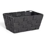 Pani&egrave;re de rangement tissu tress&eacute; noir 21,5x14xH10cm
