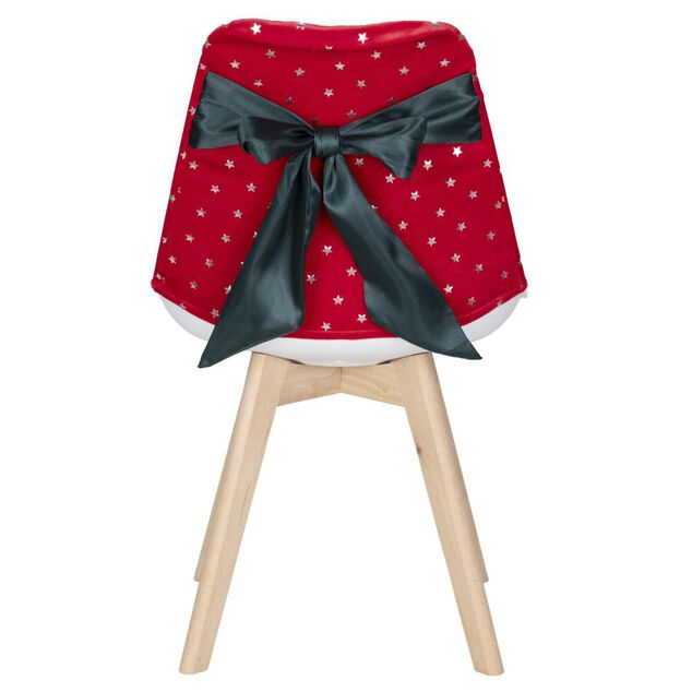 Housse de chaise No&euml;l &agrave; pois avec noeud amovible L40X50XH40 cm polyester (2 mod&egrave;les rouge ou vert)