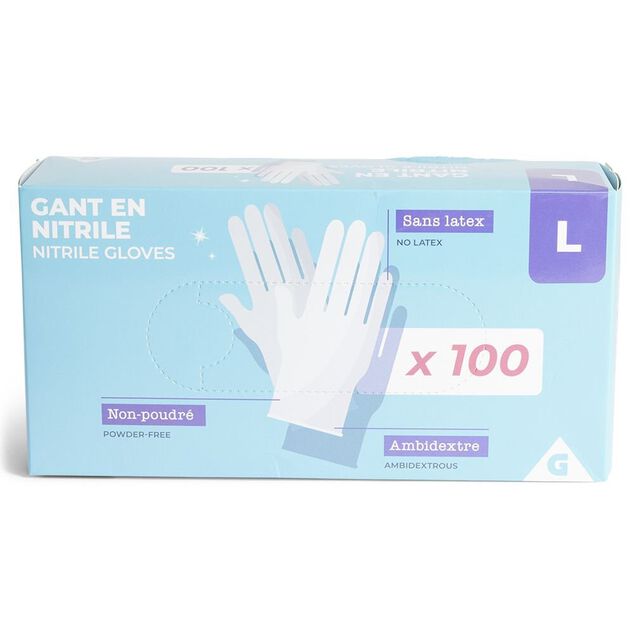 Gants en nitrile taille L x100 bleu