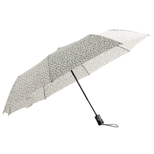 Parapluie pliable automatique motif coeur L24cm