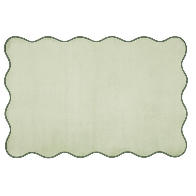 Tapis rectangulaire contour vague Wavy polyester vert 80x120cm