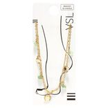 Chaîne de cheville à 2 rangs avec pampilles pierres - vert et doré