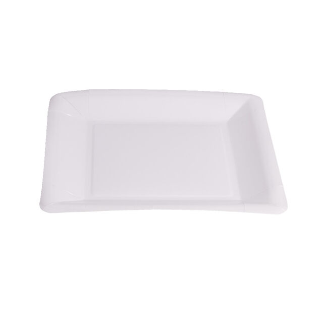 Plateau de présentation carré x4 en carton métallisé blanc 23x23cm