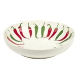 Assiette creuse c&eacute;ramique blanche motifs piments rouges et verts &Oslash;22cm
