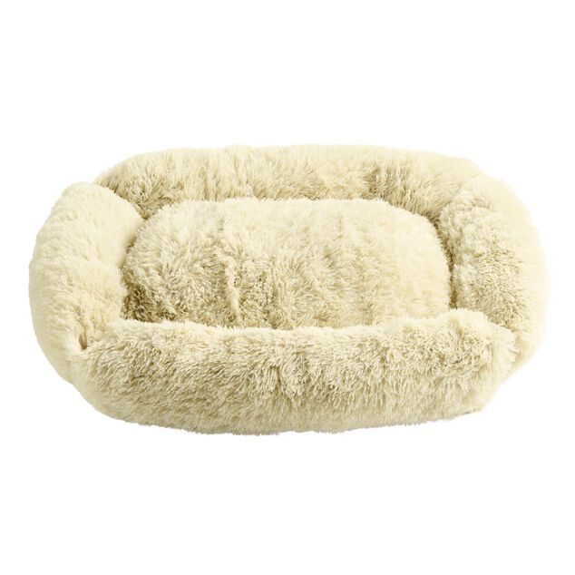 Couchage rond pour animal polyester et coton L90X70XH20 cm taupe