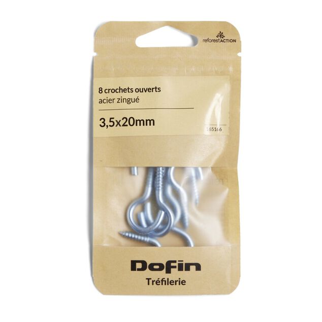 Lot de 8 crochets ouverts gris Ø3,5x20mm